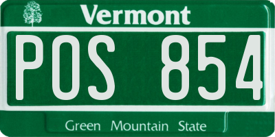 VT license plate POS854