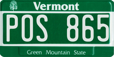 VT license plate POS865