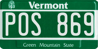 VT license plate POS869