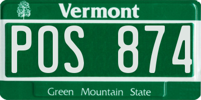 VT license plate POS874