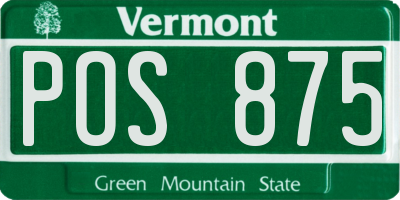 VT license plate POS875