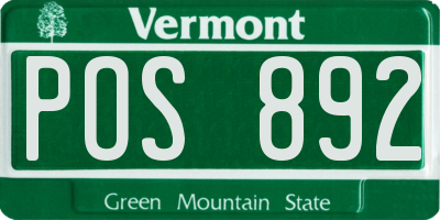 VT license plate POS892