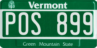 VT license plate POS899
