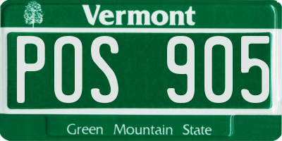 VT license plate POS905
