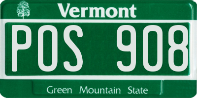 VT license plate POS908