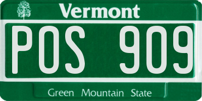 VT license plate POS909