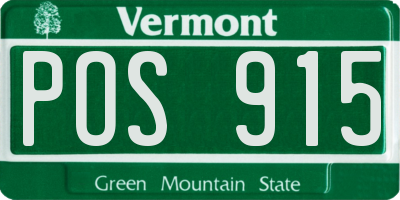 VT license plate POS915