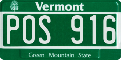 VT license plate POS916