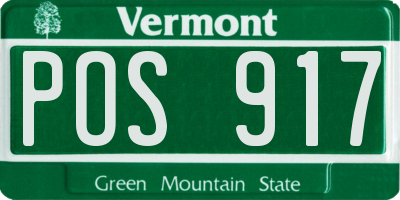 VT license plate POS917