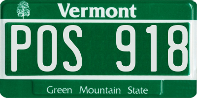 VT license plate POS918