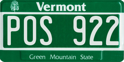 VT license plate POS922