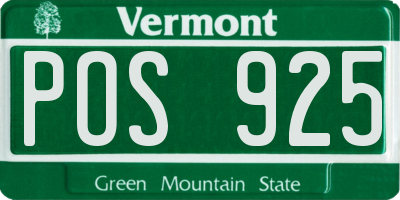 VT license plate POS925