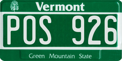 VT license plate POS926