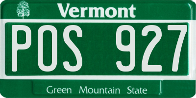 VT license plate POS927