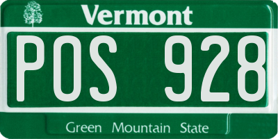 VT license plate POS928