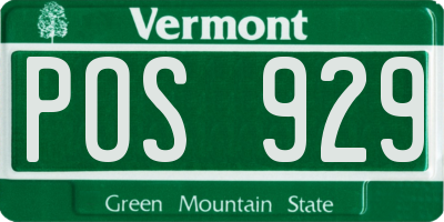 VT license plate POS929