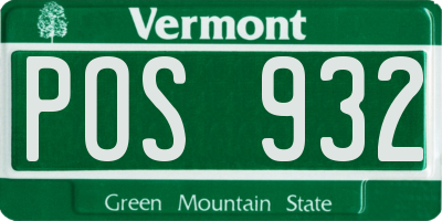 VT license plate POS932