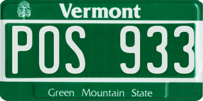 VT license plate POS933