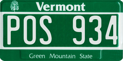 VT license plate POS934