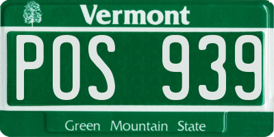 VT license plate POS939