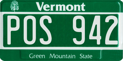 VT license plate POS942