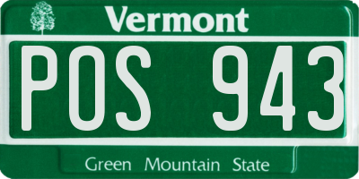 VT license plate POS943