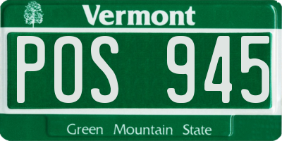 VT license plate POS945