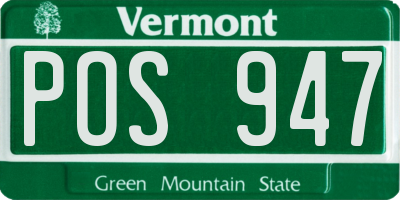 VT license plate POS947