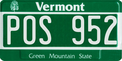 VT license plate POS952