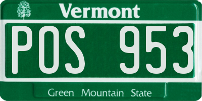VT license plate POS953