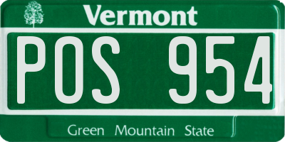 VT license plate POS954