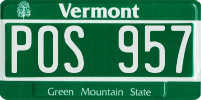 VT license plate POS957