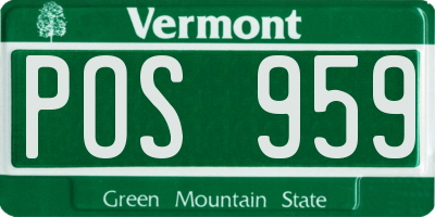VT license plate POS959