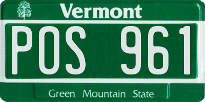 VT license plate POS961