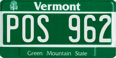 VT license plate POS962