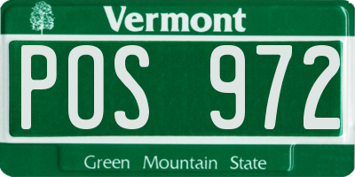 VT license plate POS972