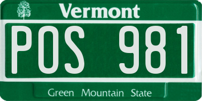 VT license plate POS981