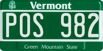 VT license plate POS982