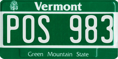 VT license plate POS983