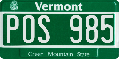 VT license plate POS985