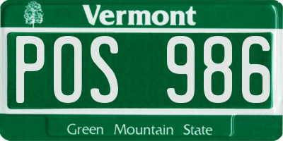 VT license plate POS986