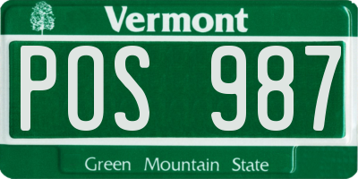 VT license plate POS987