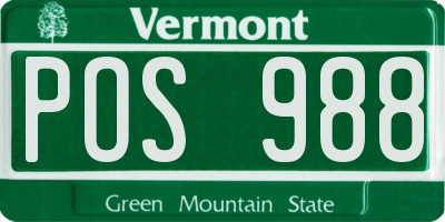 VT license plate POS988