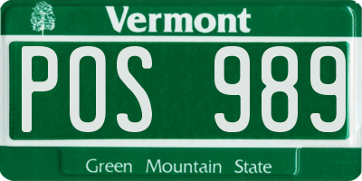 VT license plate POS989