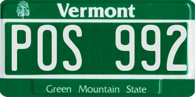 VT license plate POS992