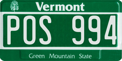 VT license plate POS994