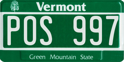 VT license plate POS997