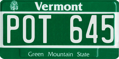VT license plate POT645