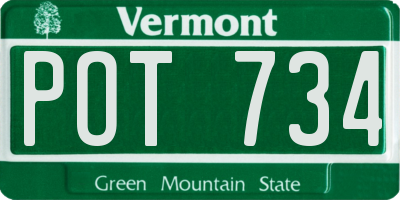 VT license plate POT734