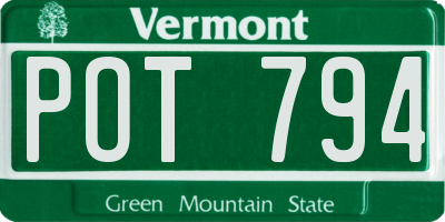 VT license plate POT794